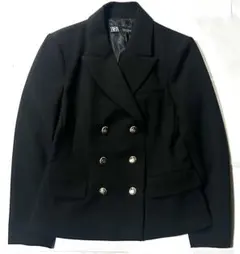 ZARA ダブルブレスト テーラードジャケット レディース 13号 L ブラック
