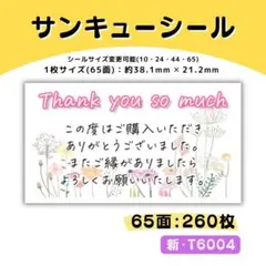 T6004／ケアシール 65面×4シート／サンキュー 宛名 おまけ