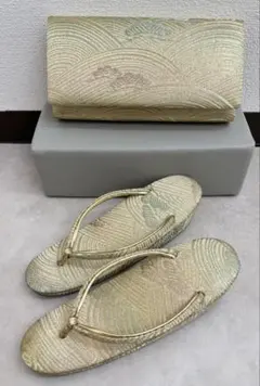 和装用 草履・バッグ セット 金系 23cm