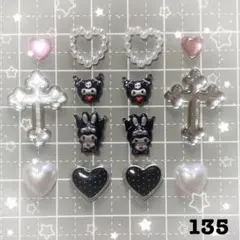 ネイルパーツ　クロミ　量産型　天使界隈　ハート　十字架　パール　シルバー　ピンク