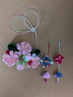 つまみ細工　髪飾り　和装　七五三　八重桜ハートプロフィール必見！