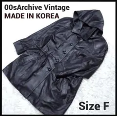 Vintage 本革 レザーモッズコート フーデッド ドローコード リアルレザー