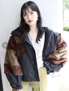 MURUA MIXマテリアルマウンテンパーカー 裏ボア ファー コート