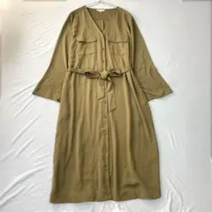 【プラステ】シャツロングワンピース フルボタン ベルト付き ラウンドヘム Mのサムネイル