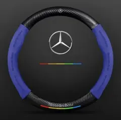 メルセデスベンツ専用 ステアリングカバー 円型 本革 カーボン調 吸汗 運動型