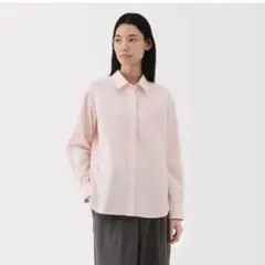 婦人　洗いざらし　ブロードレギュラーカラー長袖シャツ　 M