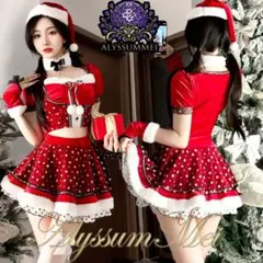 サンタ帽子付きセクシーミニスカサンタコスプレ衣装クリスマスキャバドレスワンピース