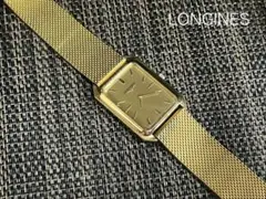 【稼働品】 LONGINES 手巻き 腕時計 スクエア ゴールド メッシュベルトのサムネイル