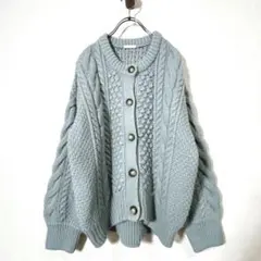 GU ジーユー　ケーブルコクーンカーディガン　青系　L