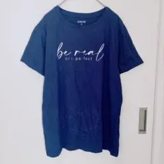 SHEIN シーイン 半袖Ｔシャツ クルーネック ロゴ XL 紺 綿 ネイビー