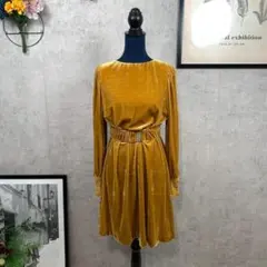 【美品】ROSE BUD ひざ丈ワンピース ベロア 光沢 ベージュ 無地