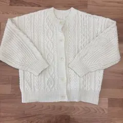 niko and‥　ケーブル編み カーディガン　L アイボリー　ホワイト
