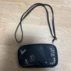SNOOPY タテでもヨコでも持てる！ スマホショルダー スヌーピー お財布 黒