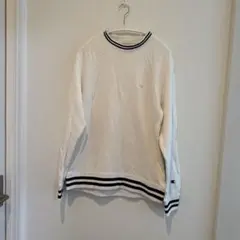 Champion ホワイト ストライプ襟 トレーナー