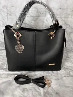 2wayバッグ ショルダーバッグ ハンドバッグ レザー 黒 お手入れ簡単 長持ち