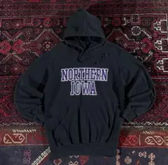 USA古着 カレッジロゴ プルオーバー パーカー ブラック S