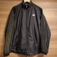 adidas ブラック ナイロンジャケット ストライプ climaproof