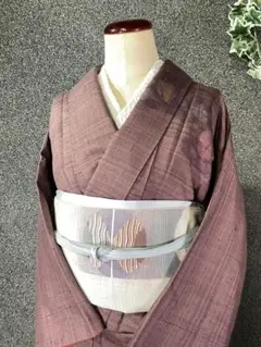 小紋のような？紬地訪問着と幾何学すくい織り袋帯の２点セットのサムネイル