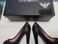 箱つきアルマーニジーンズArmani Jeans 黒ハイヒールブランドロゴマークのサムネイル