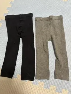 UNIQLO 90サイズ 黒 グレー ニットレギンス 2点セット