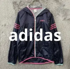 【美品】adidas アディダス ナイロンジャケット ウインドブレーカー 紺 L