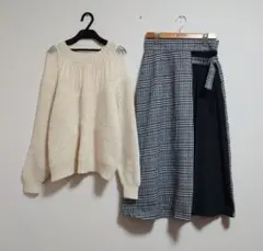 まとめ売り*コーデ売り*ZARAニット*チェックスカート*Mサイズ*冬コーデ