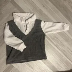 チェック柄ベスト風シャツ 80サイズ　フォーマル