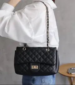 2WAY☆キルティングチェーンバッグ☆ベストセラーブラック美品
