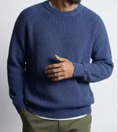 TOMMY HILFIGER ブルー リブ編みセーター Lサイズのサムネイル