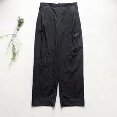 古着 00s 極太 リネン パンツ ワイド ブラック 黒 麻 スラックス バギー 古着 00s 極太 リネン パンツ ワイド ブラック 黒 麻 スラックス
