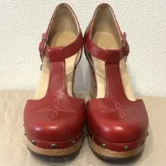 【美品】UGG アグ ウッドソール ボア サンダル 赤