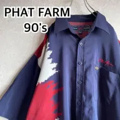 90s ファットファーム 刺繍ロゴ オーバーサイズ 半袖 ポリシャツ ビッグロゴのサムネイル