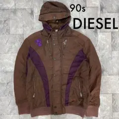 90s DIESEL ナイロンジャケット 中綿 フード収納可 ヴィンテージ加工