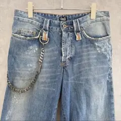 00s D&G DOLCE&GABBANA ウォレットチェーン付きデニムパンツ