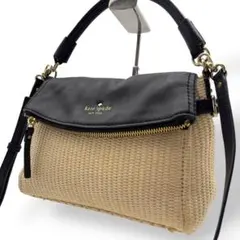 ケイトスペード かごバッグ ハンドバッグ 2way ベージュ ブラック ロゴ