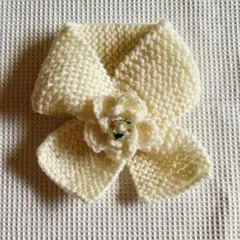 猫用　リボンマフラー　クリーム色 白色　ホワイト　ペットアクセサリー