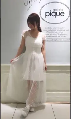 gelato pique ドットチュールドレス ワンピース ルームウェア 白色