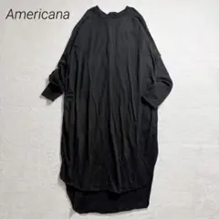 アメリカーナ/バックヘンリー/ロングワンピース/長袖/ロゴ刺繍/カジュアル/春 AMERICANA - アメリカーナ/バックヘンリー/ロングワンピース/長袖/ロゴ