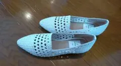 【新品】メッシュフラットシューズ ホワイト 38 (24.0〜25cm相当)のサムネイル