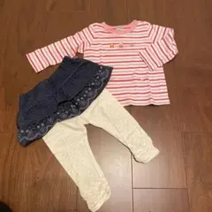 ミキハウス　長袖シャツ、レギンス付きスカート　80