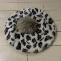 INGNI ベレー帽 ヒョウ柄 帽子 冬服 防寒 かわいい 茶色 ポンポン