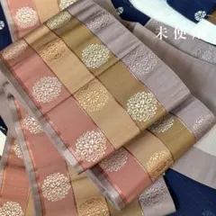 甲冑文 鎧縅 箔 草花 正絹袋帯 - メルカリ