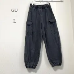 GU TEEN デニムカーゴジョガーパンツ ダークグレー 160 L