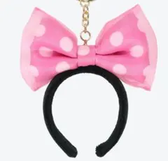 ディズニー　ミニー　リボン　ピンクカチューシャキーホルダー　キーチェーン