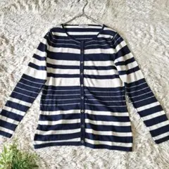 BALLSEY TOMORROWLAND シルクリネン混ラメボーダーカーディガン