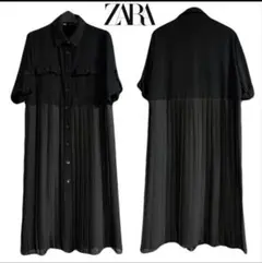 【再値下げ】ZARA プリーツワンピース 黒 M