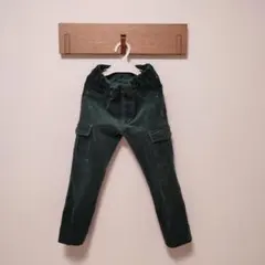 ダークグリーン コーデュロイ カーゴパンツ 120cm