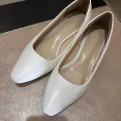 【GU】マシュマロ ローヒールパンプス 23cm ホワイト