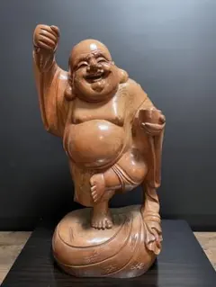 天然木　布袋様　縁起物　大型