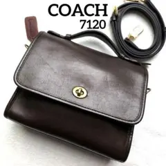 COACH オールドコーチ2way斜め掛け チョコ色ターンロックグラブタンレザーのサムネイル